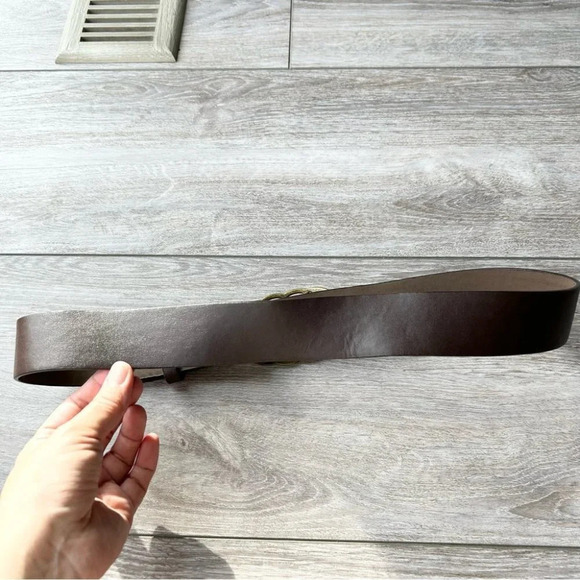 Vintage Jacob Jr Brown Leather  Rhinestones Floral Buckle Belt - Picture 5 of 14